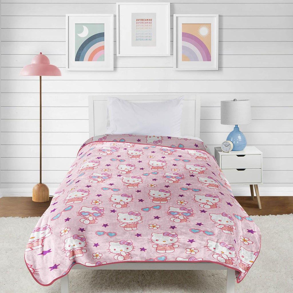 Hello Kitty White Kitties Plush Blanket - Measures 60 x 90 Inches, Kids Bedding - Super Soft Fleece Bedding