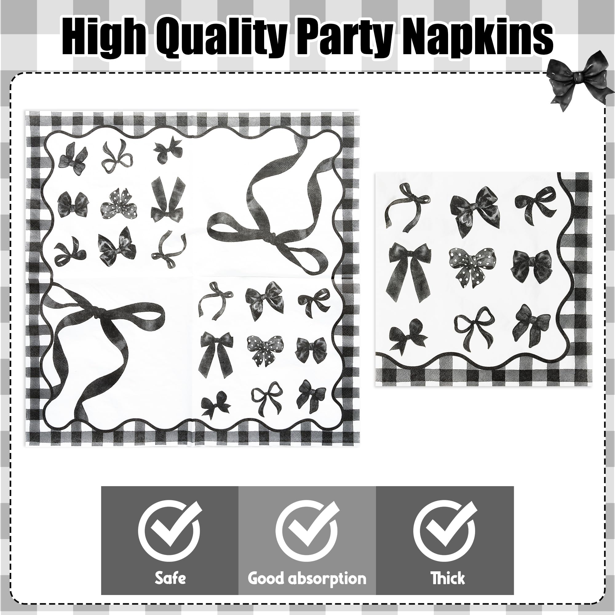 Coquette Cute Bow Party Tableware Decorations - Disposable Paper Plates Napkins Forks