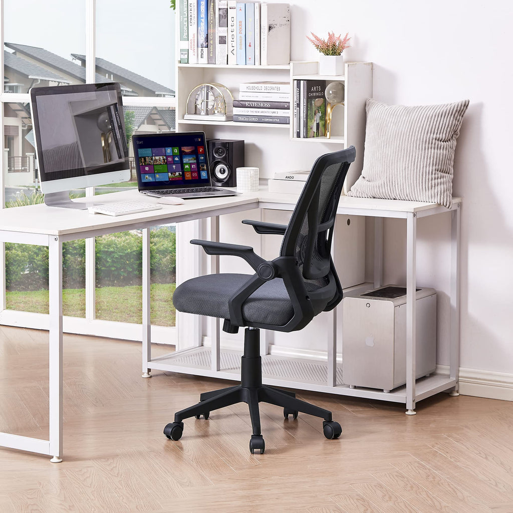 Mid-Back Swivel Ergonomic Office Chair with Adjustable Arms Mesh Lumbar Support