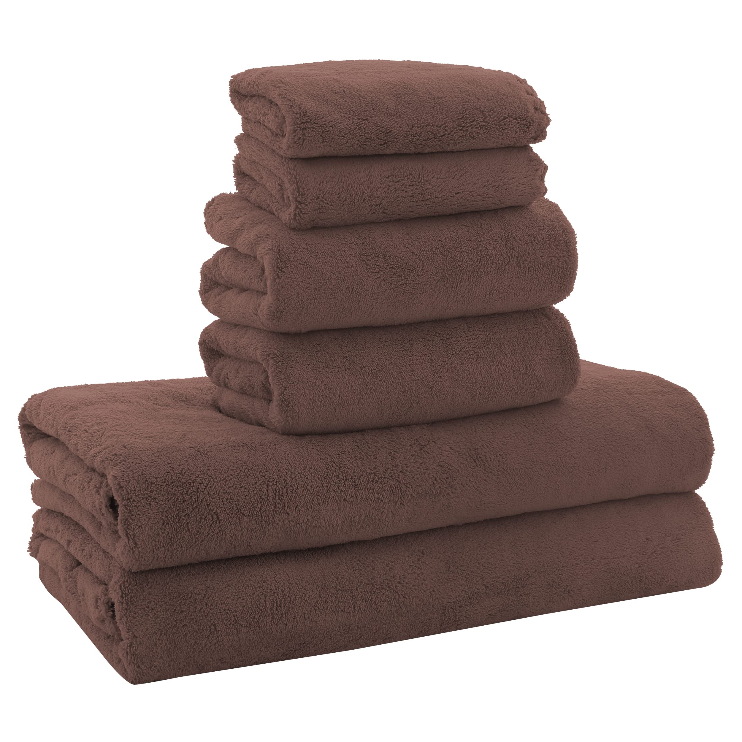 Ultra Soft Towel Set - Quick Drying - 2 Bath Towels 2 Hand Towels 2 Washcloths - Microfiber Coral Velvet Highly Absorbent Towel (6 Pcs)