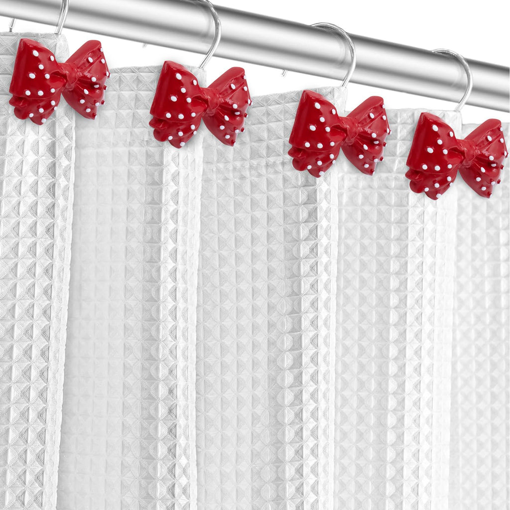 Decorative l Cute Bow Knot Polka Dots Shower Curtain Rings Decor Resin 12 Pcs