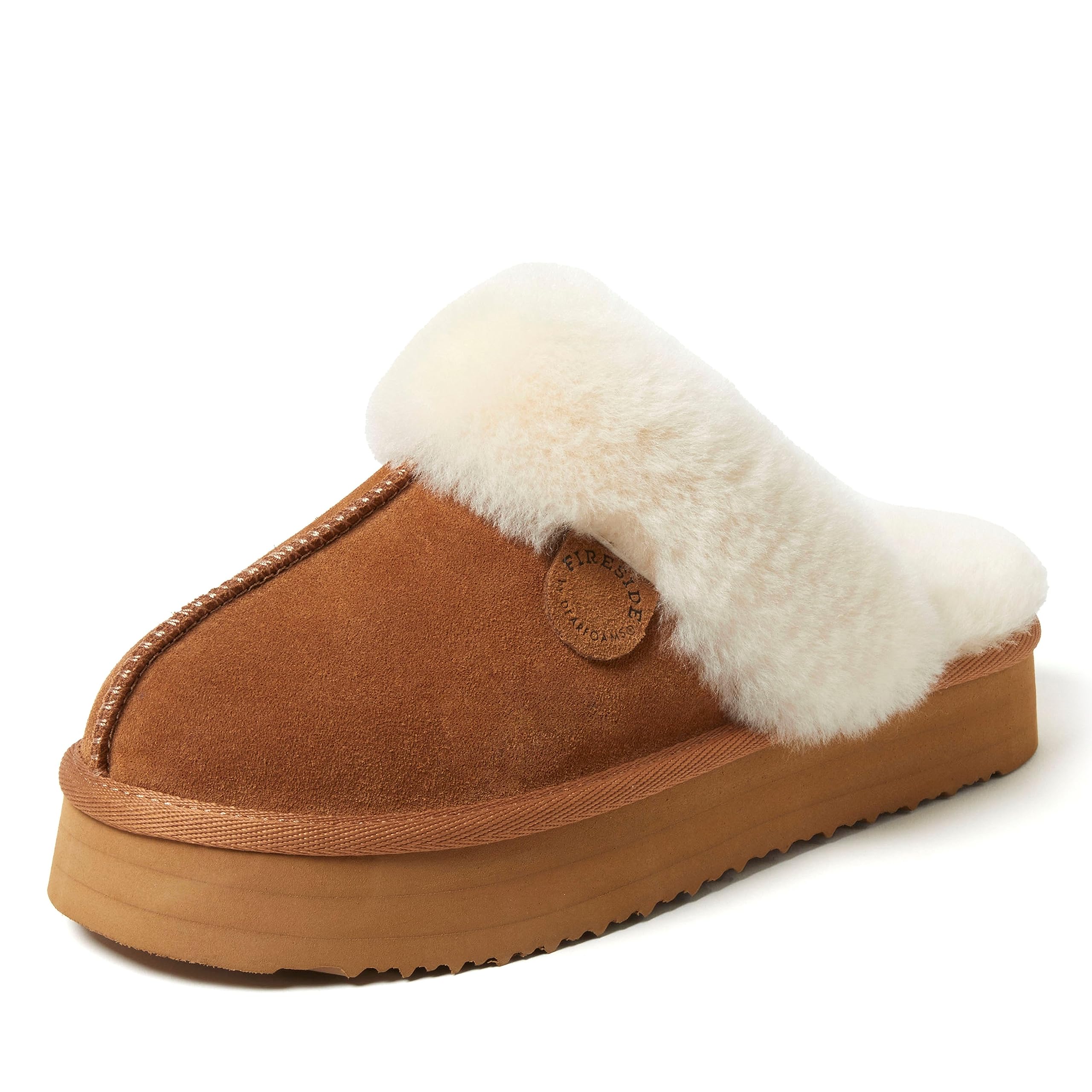 Women's Fireside Melton Genuine Shearling Shearling Platform Slippers Scuff
