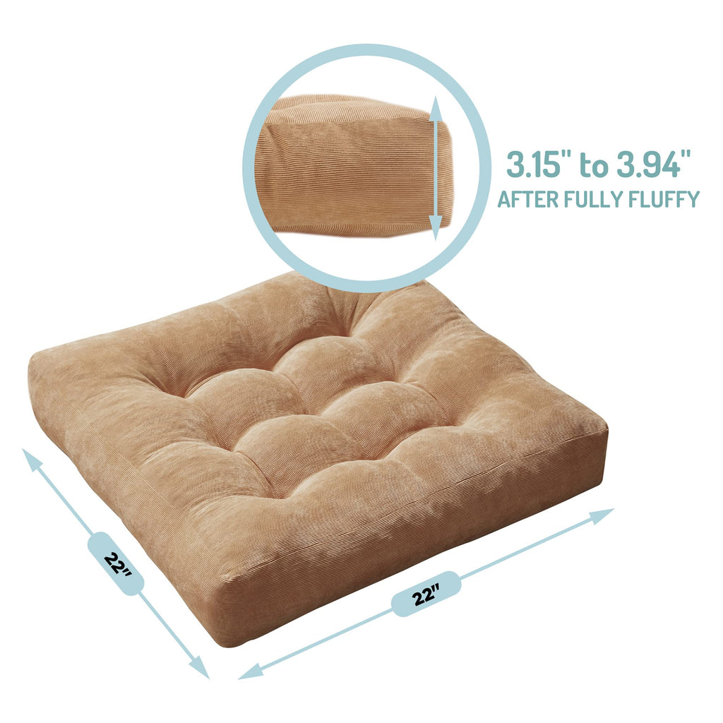 Square Large Pillows Seating Meditation Floor Pillow, Tufted Corduroy Cushion for Living Room