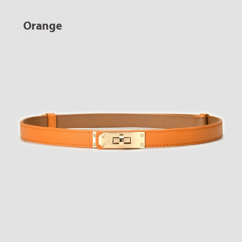 Retro Waist Decorations Women's Leather Thin Belt