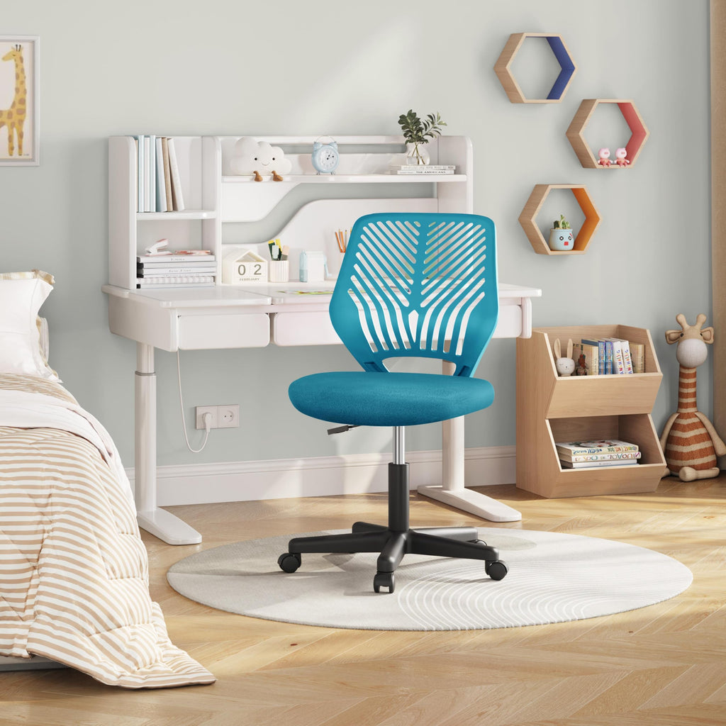 Cute Low-Back Armless Study w/Lumbar Support Adjustable Swivel Chair