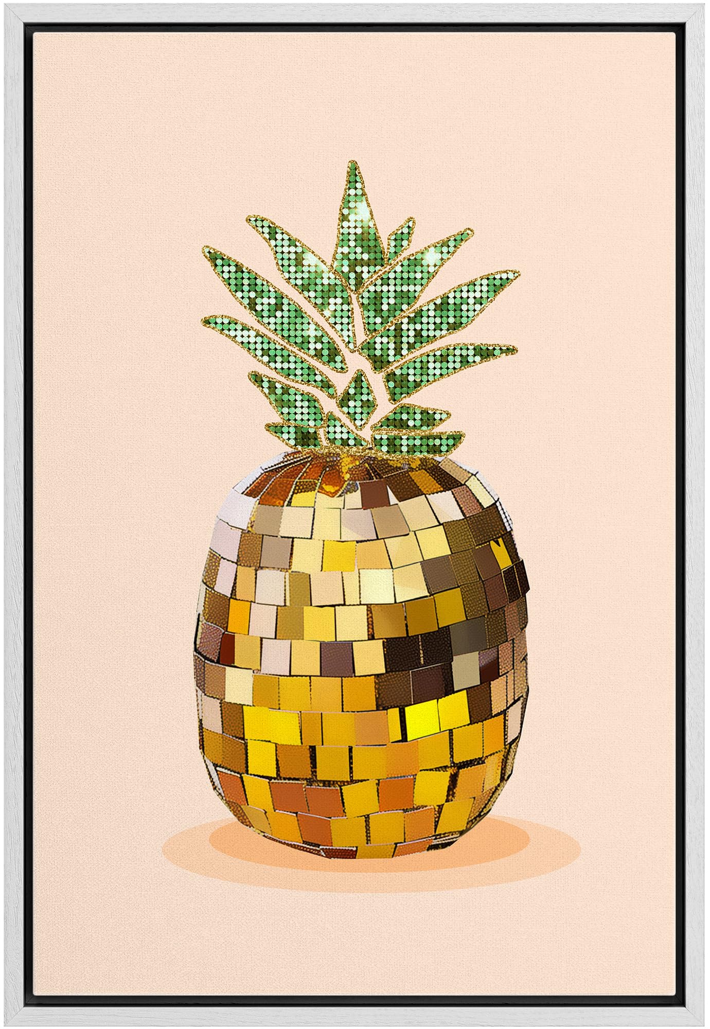 Framed Multicolored Disco Ball Canvas Print â€?Preppy Wall Art for Living Room, Bedroom, or Office