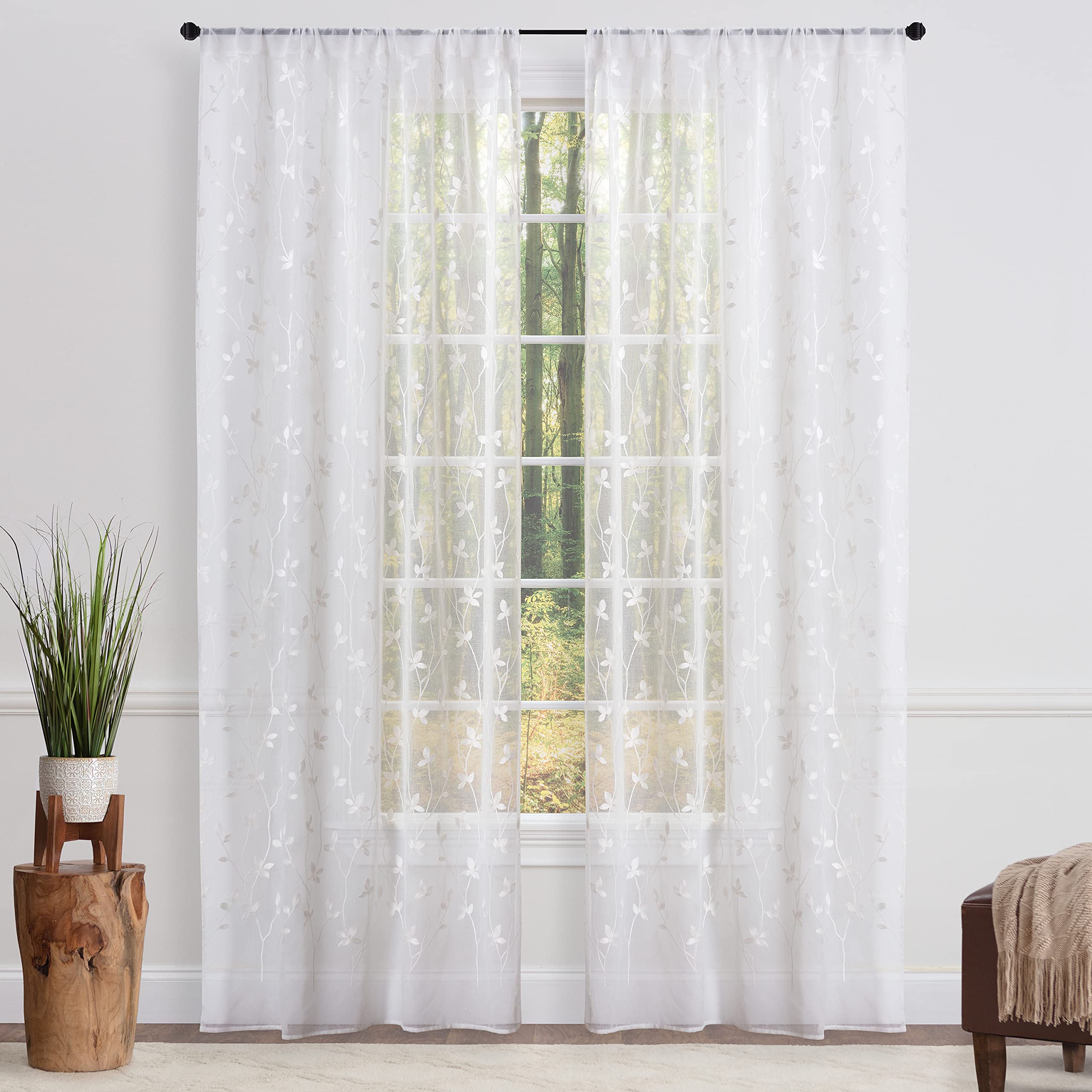 Embroidered Vine Curtains - Sheer Curtains
