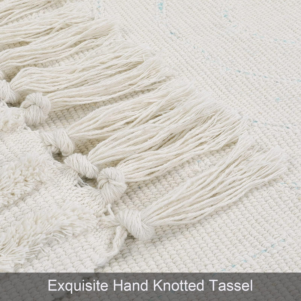 Washable Kitchen Runner Rug - Hand-Woven Bathroom Runner Rug with Tassels, Terracotta Entryway Runner Rug, Tufted Rainbow Bedroom Rug Runner, Hallway Rug for Laundry/Living Room