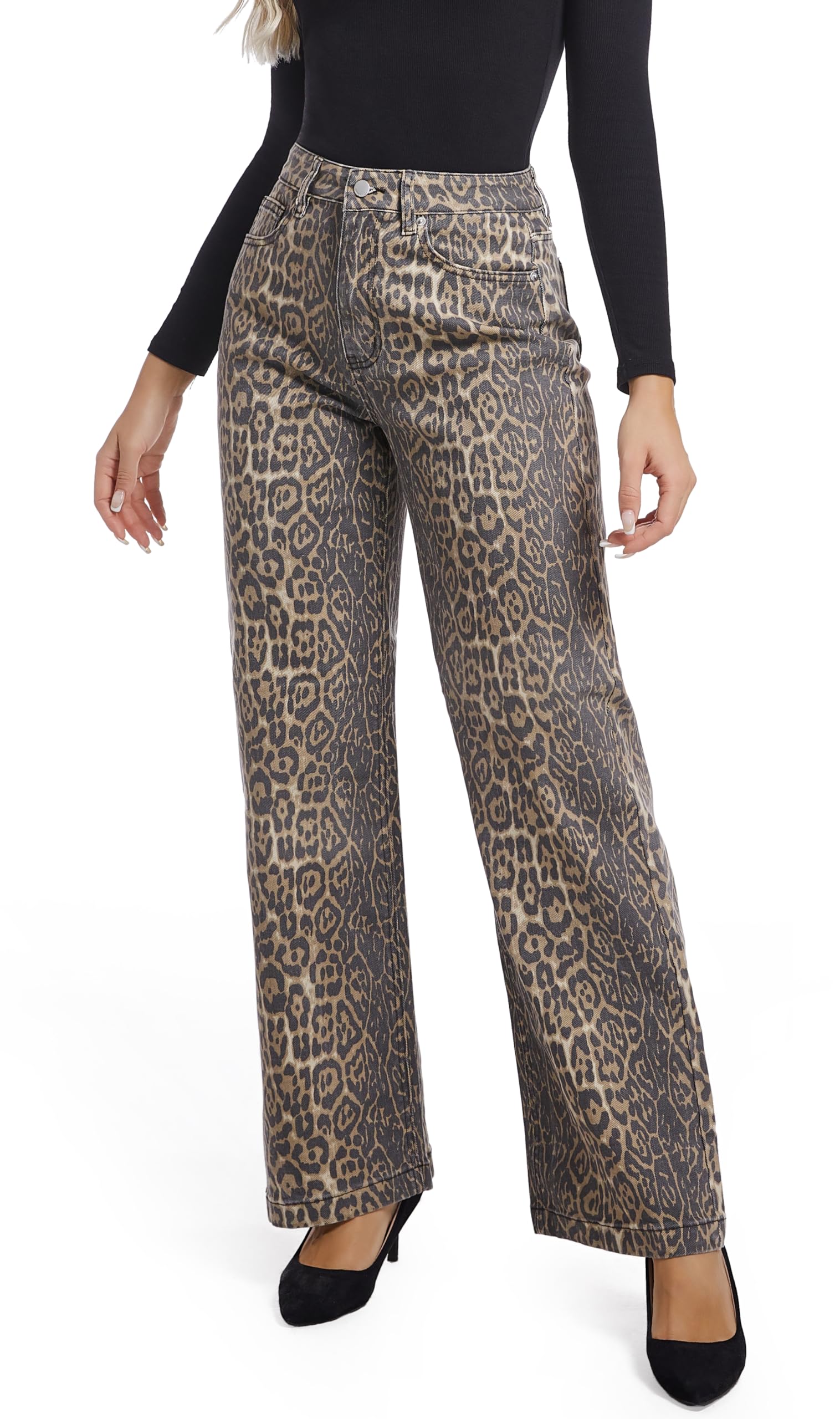 Women's Jeans Straight Leg Casual High Waisted Stretch