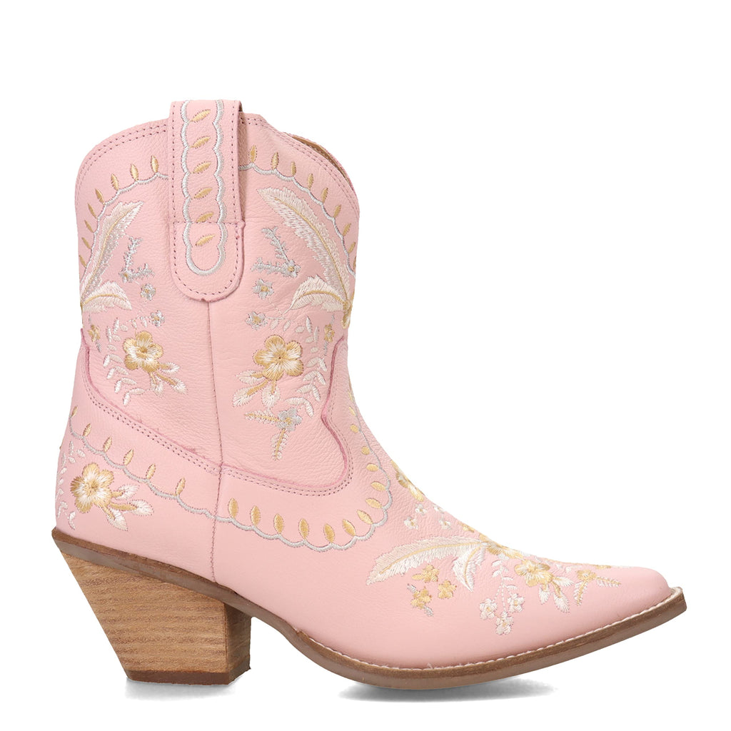 Womens Primrose Metallic Embroidered Floral Snip Toe Casual Boots Ankle Mid Heel 2-3"