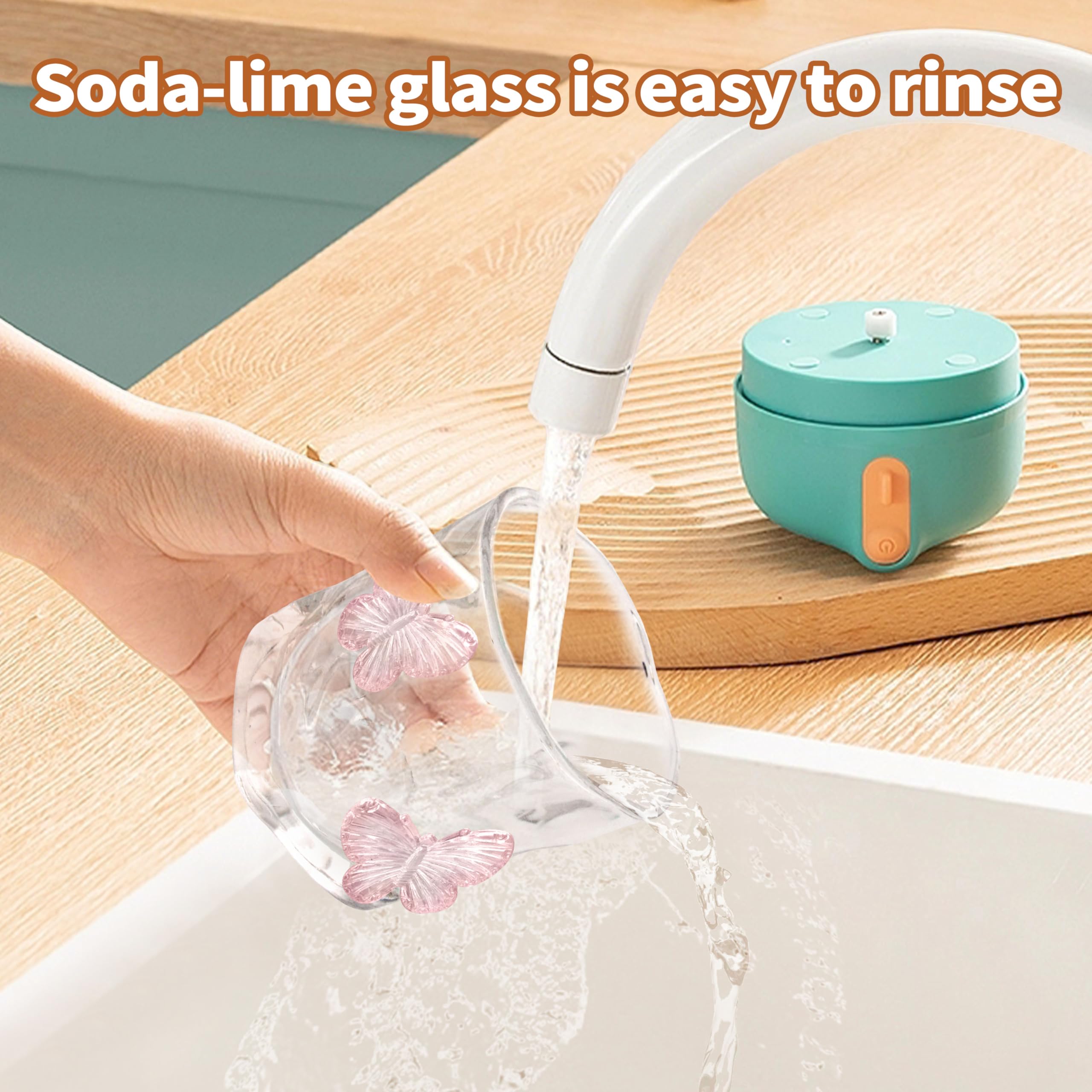 Pink Butterfly Design Glassware l Set of 2