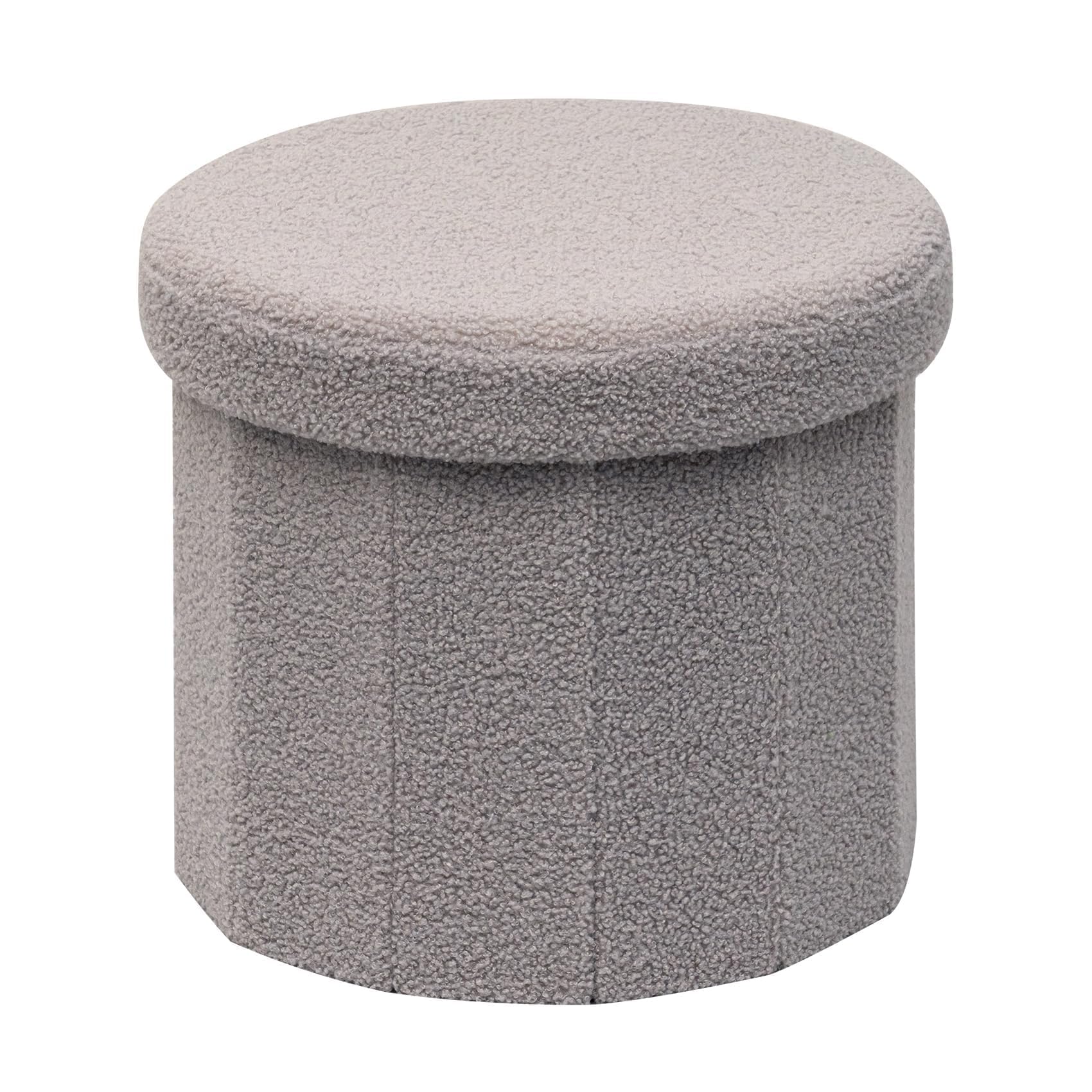 Flower-Shaped Storage Ottoman â€?Boucle Footstool & Seat for Living Room & Dorm