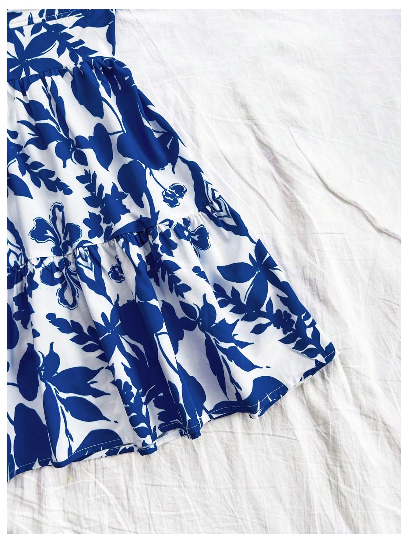 Women's Sleeveless Butterfly Print Cut Out V Neck Tiered Mini Cami Dresses