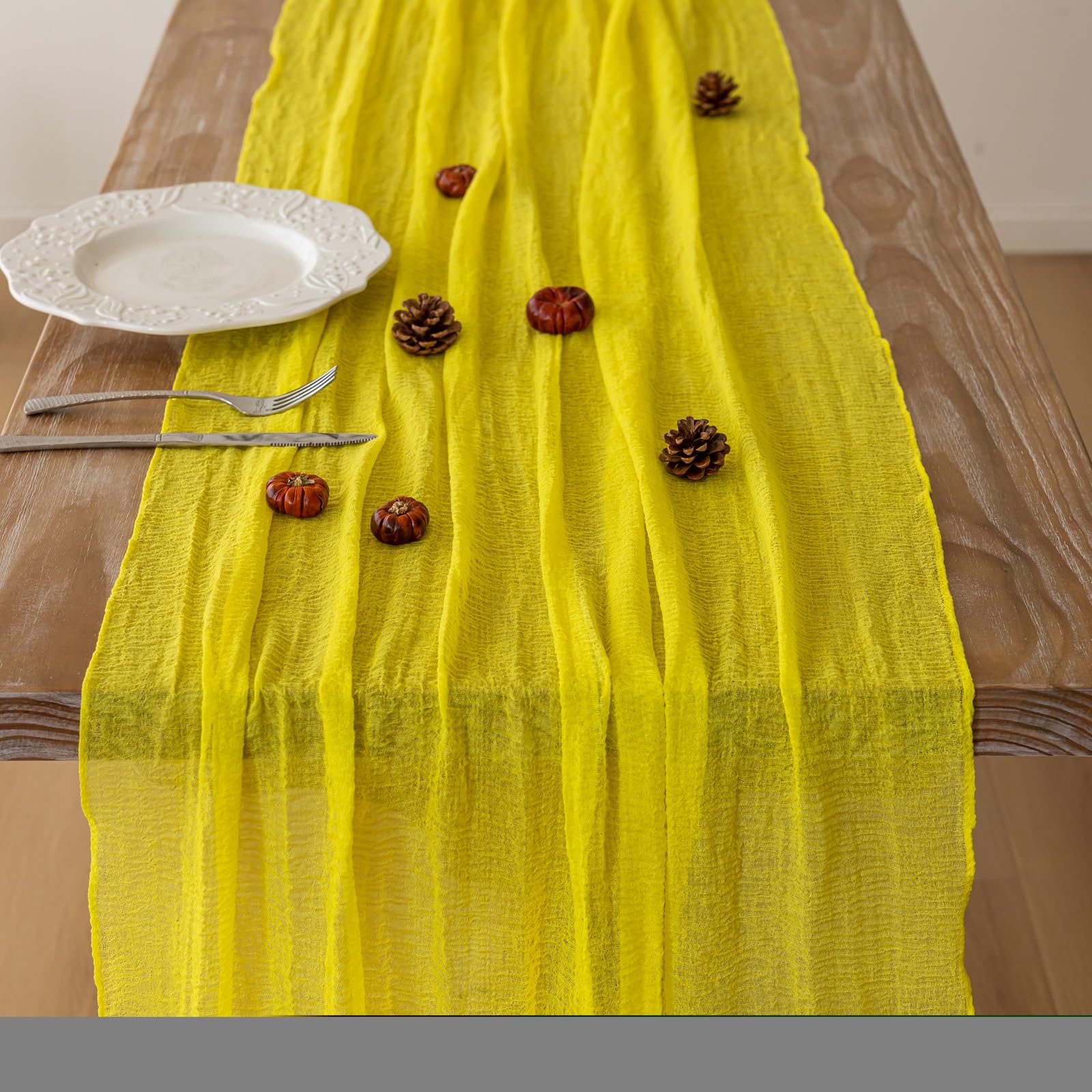 Table Runner Cheese Cloth Rustic Gauze Cheesecloth Table Runner 120 Inch 10 FT Sheer Boho Home Decorations