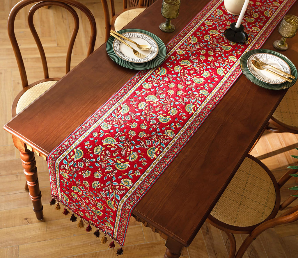 Retro-Luxury Tassels Table Runner Series for Kitchen Dining Table