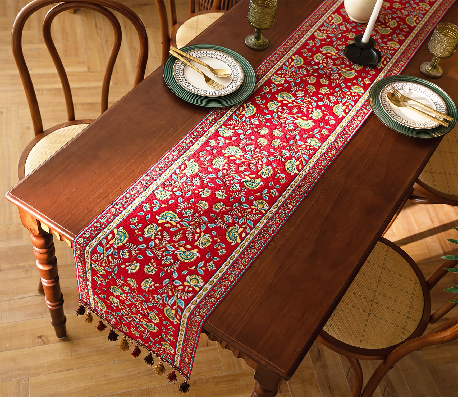 Retro-Luxury Tassels Table Runner Series for Kitchen Dining Table