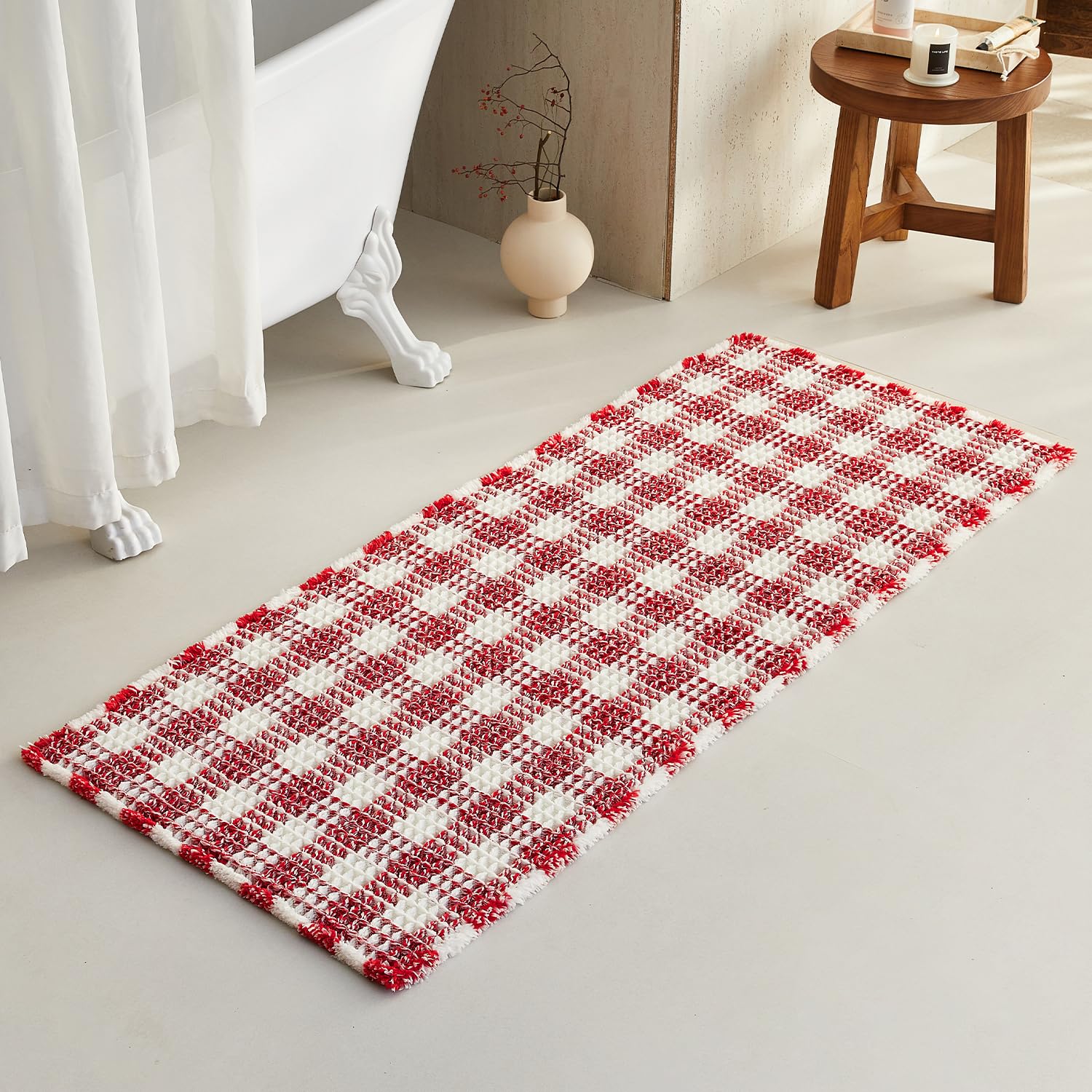Waffle Bath Mat Non Slip Washable Quick Dry Cute Bath Mat