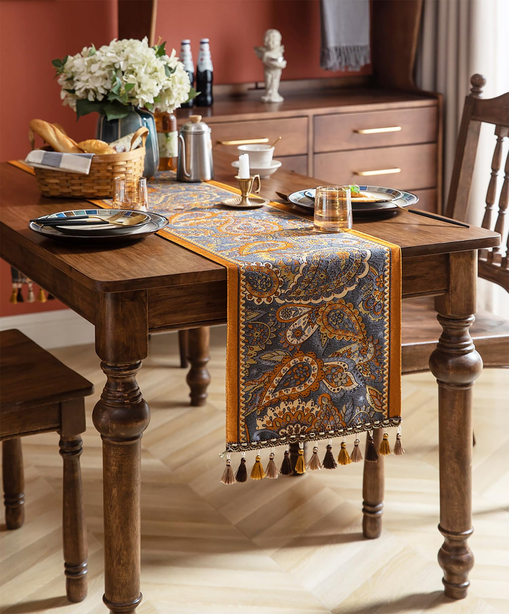 Retro-Luxury Tassels Table Runner Series for Kitchen Dining Table