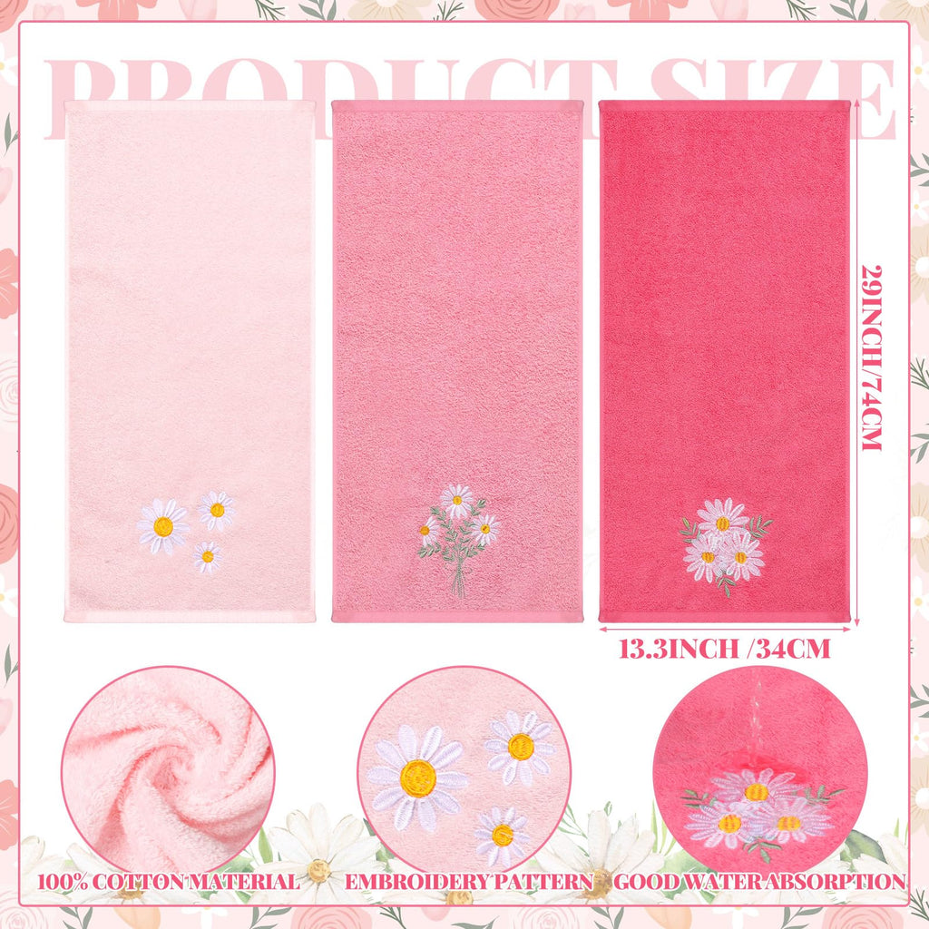 Rose Floral Hand Towels Farmhouse Pink Rose Bathroom Decor 14x29 Inch Embroidered Decorative Cute Summer Flowers Hand Towels Cotton Soft Absorbent Towels for Bathroom Kitchen