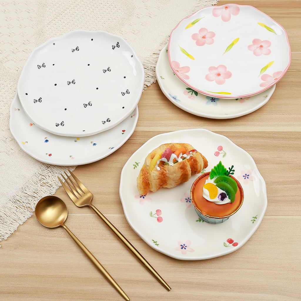 Ceramic Dinner Plates, 8" Modern Rustic Appetizer Plate