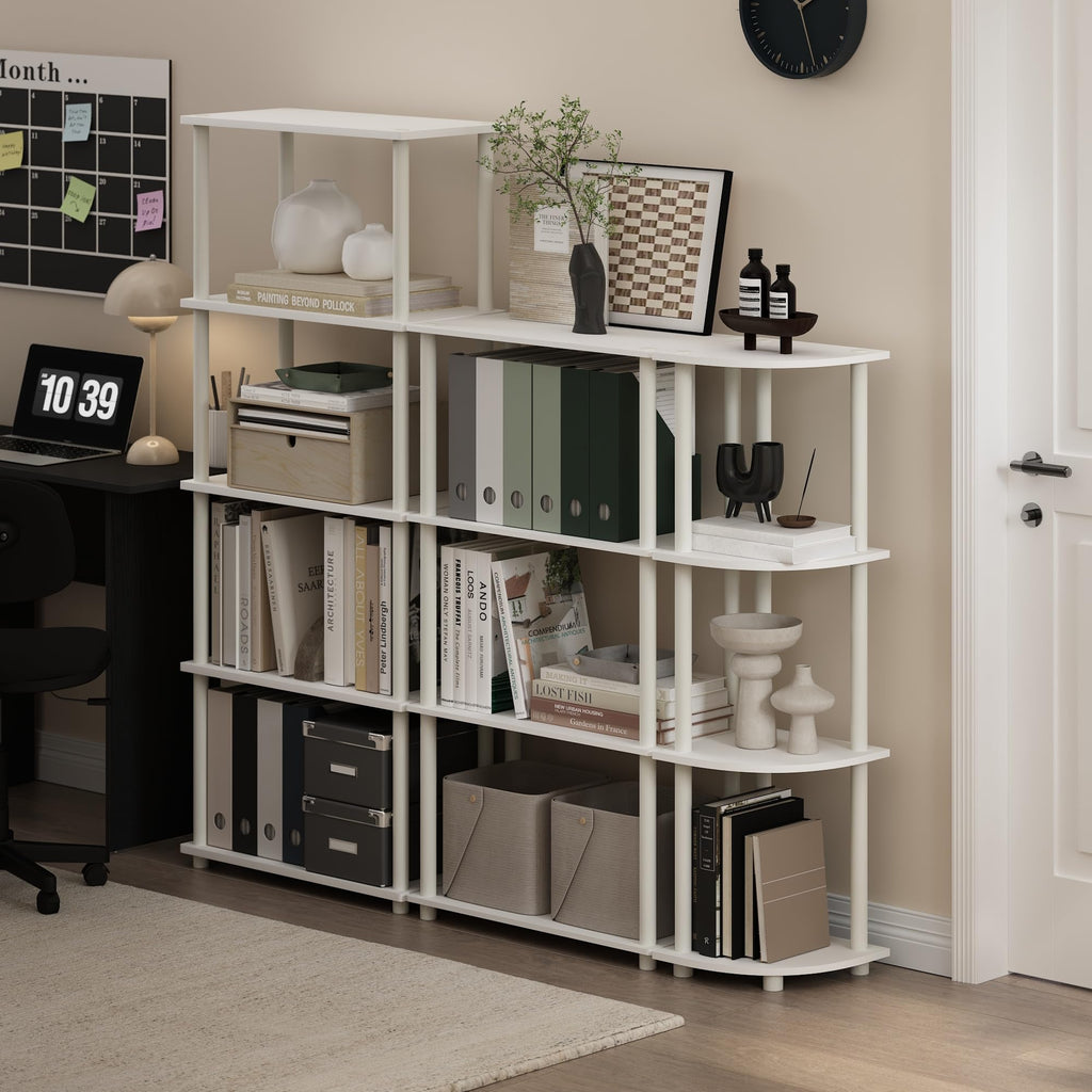 Three-Tier Round Tube Reversible Corner Display Rack Multipurpose Shelving Unit