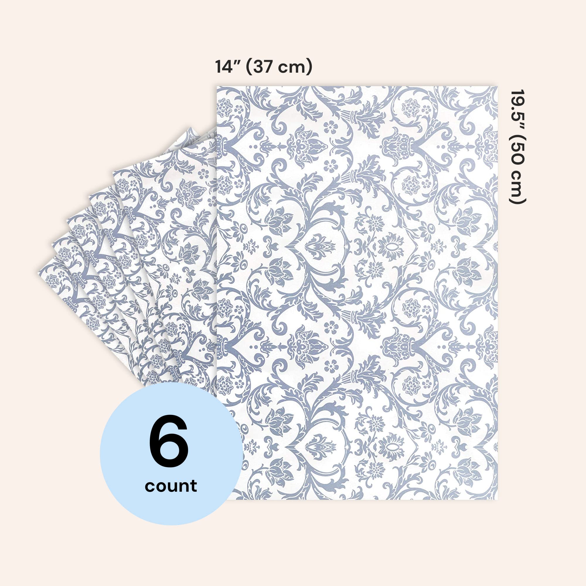 Scented Drawer Liners - Non-Adhesive Paper Sheets for Closet Shelves, Cabinet, Home Essentials & Dresser - 14 x 19.5 Inch Royal Damask Print Drawer Liner - Coquette Room Decor