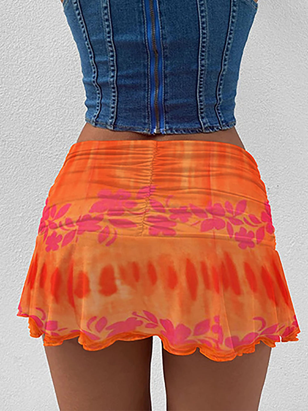 Women Ruched Ruffle Short Skirt High Waisted Stretch Pleated Tennis E-Girls 90s A-Line Mini Skirt