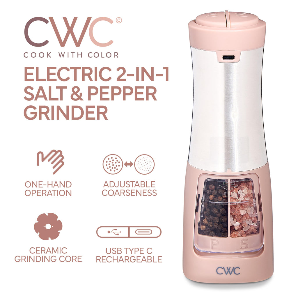 Rechargeable Salt & Pepper Shaker - 2-in-1 Grinders for Salt and Pepper