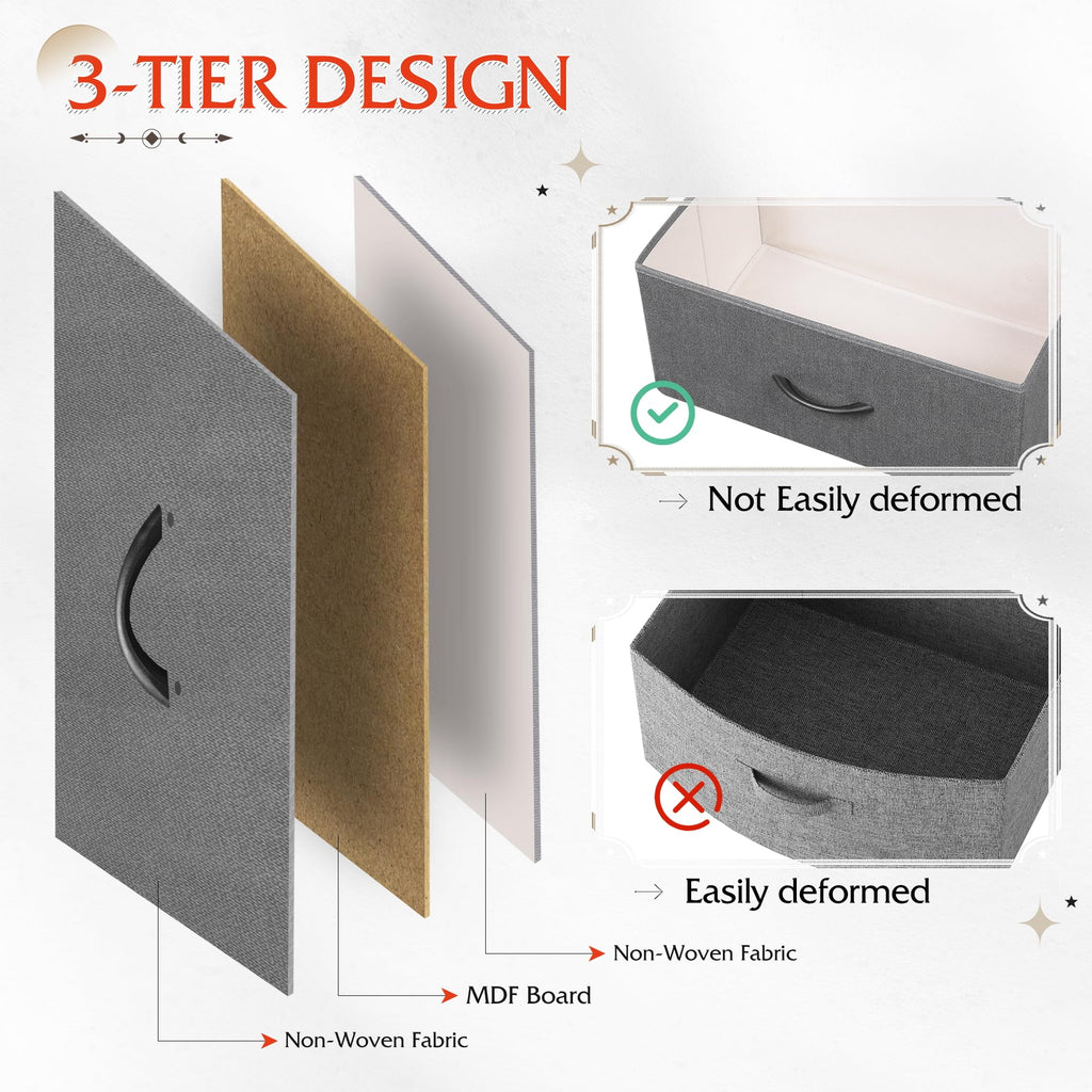 Drawer Fabric 9 Dresser â€?Tall Storage Tower with Bins, Steel Frame, and Wood Top