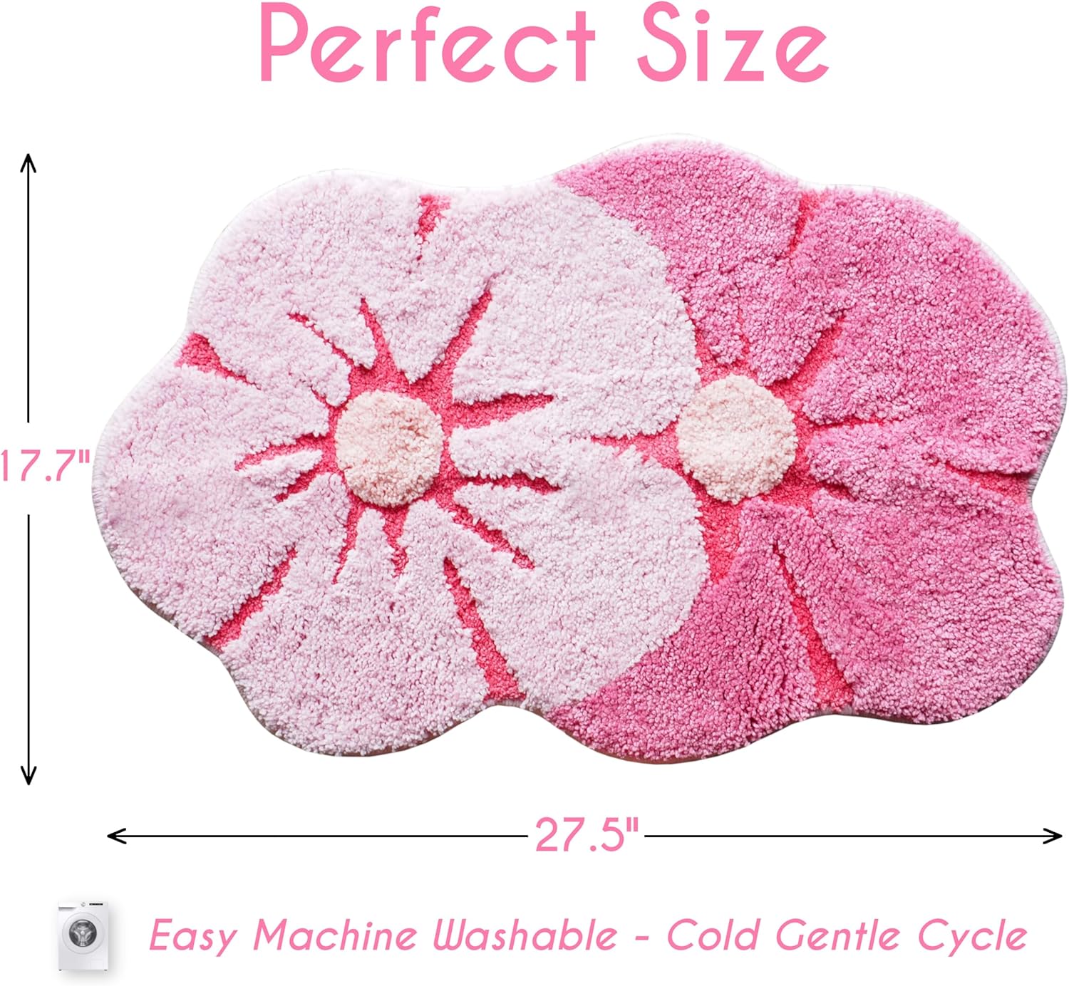 Pink Flower Bath Mat Daisy Floral Light Pink Blush Peach Coral Cute Bathroom Rugs