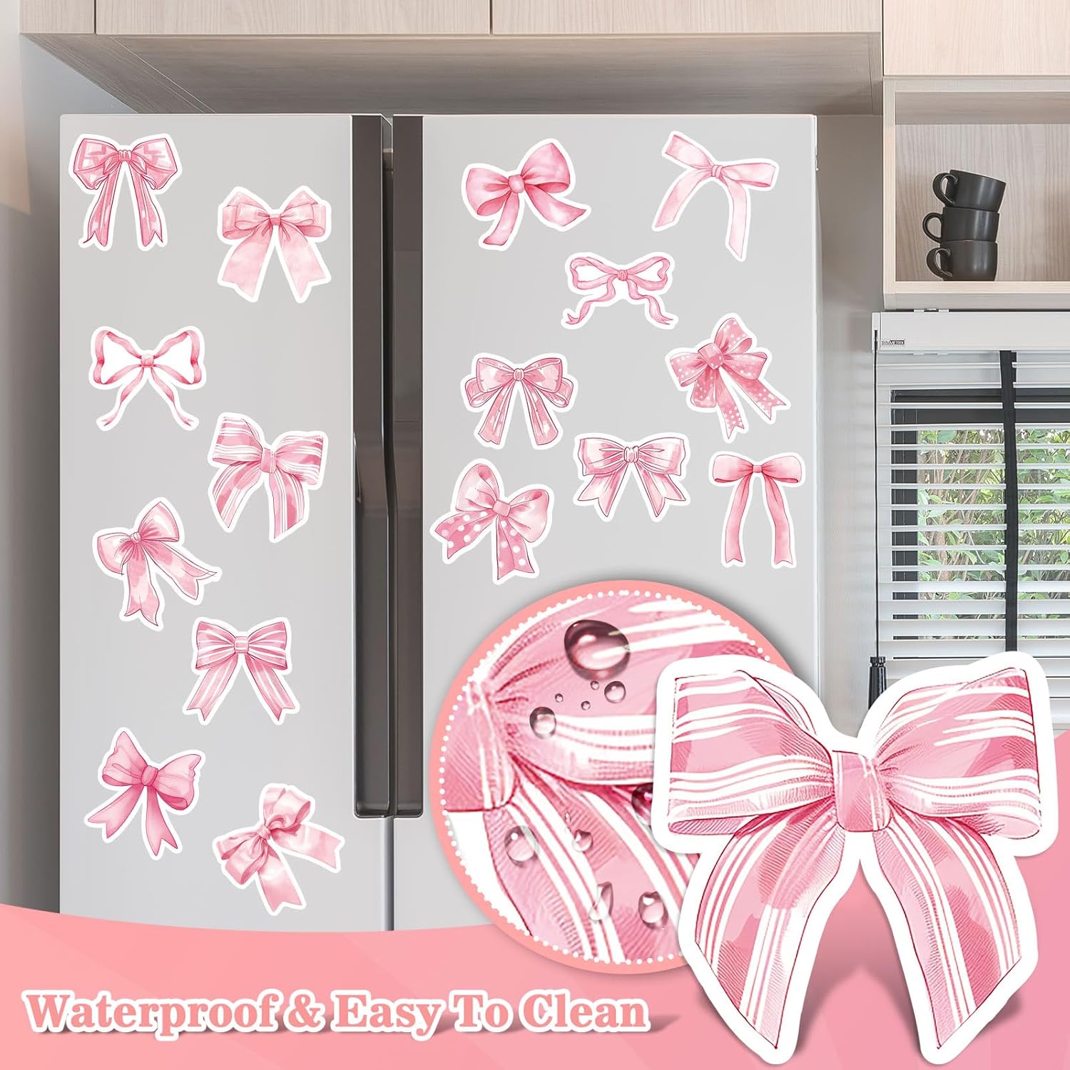 Pink Bow Refrigerator Magnets Decor