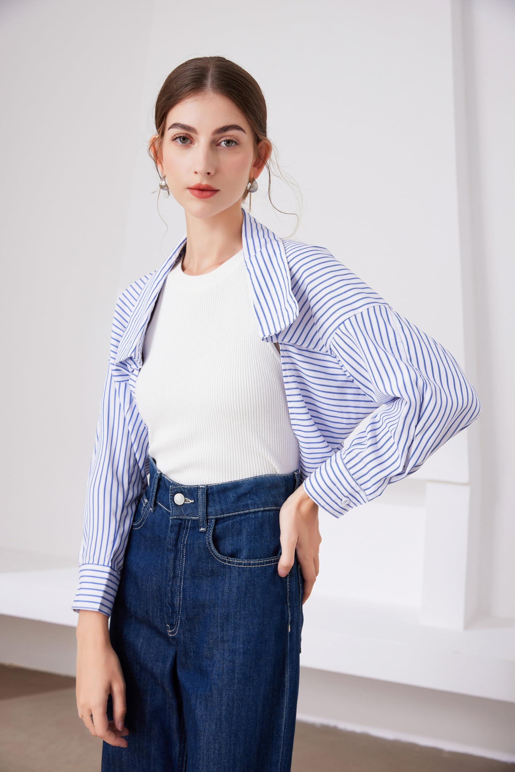 Fake Collar Long Sleeves Detachable Blouse False Collar Half Shirt Blouse Collar