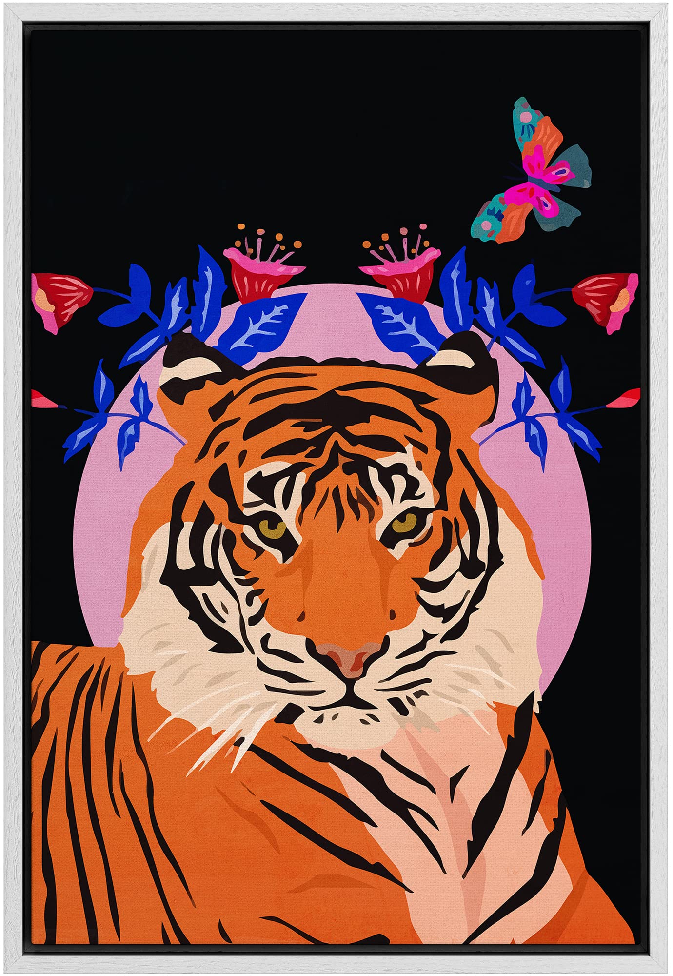 Framed Multicolored Disco Ball Canvas Print â€?Preppy Wall Art for Living Room, Bedroom, or Office