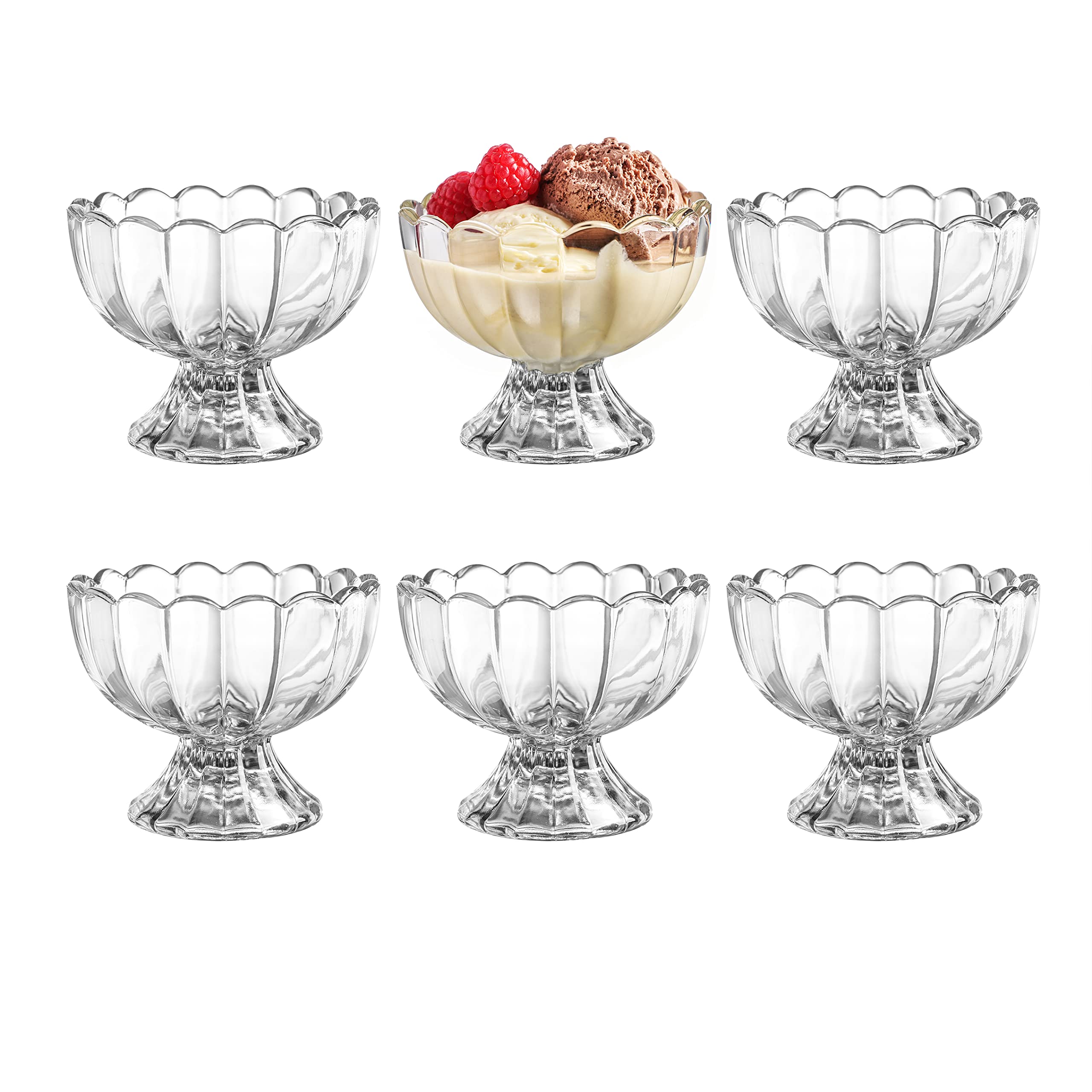 Set of 5oz Footed Tulip Glass Dessert Cups â€?Perfect for Ice Cream, Sundaes, Fruit, Snacks, Cocktails & Holiday Parties