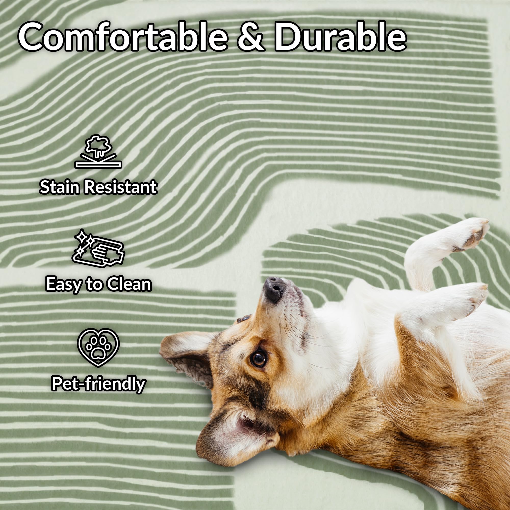 Zen Garden Area Rug - Ultra Soft Area Rug, Non Slip, Stain Resistant Living Room Rug, Washable Area Rugs for Living Room, Rugs for Bedroom