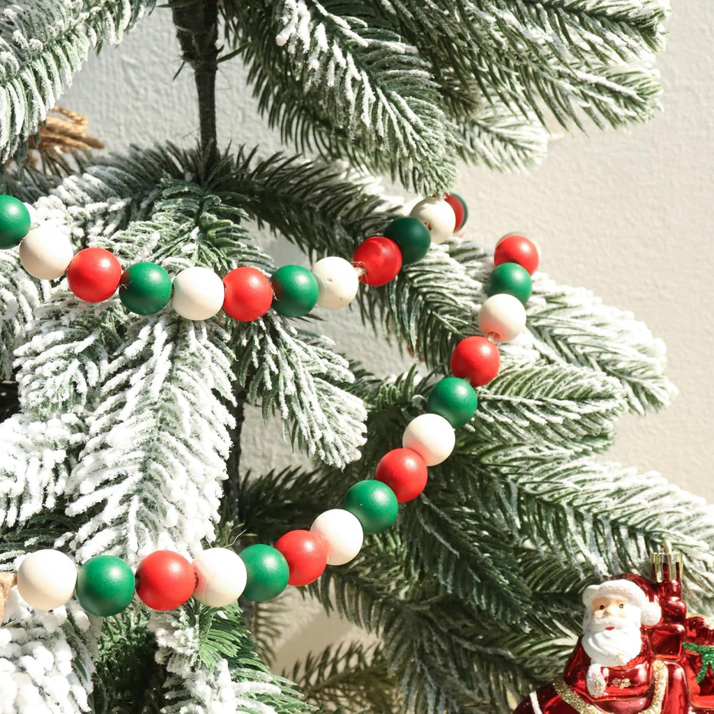 Wood Bead Garland,39in Farmhouse Beads with Tassels Boho Beads for Tiered Tray Decorative Beads Home Decor