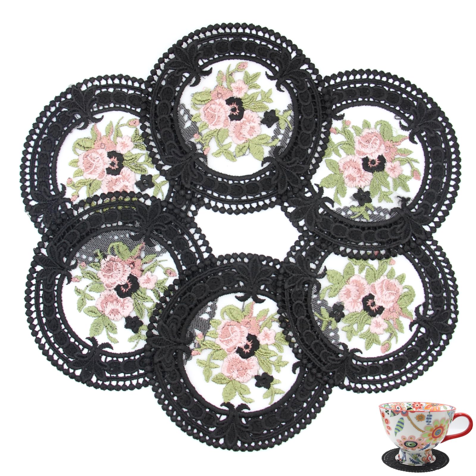 Vintage Lace Pink Coasters 4.5'' 8pk
