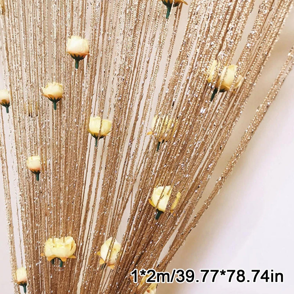 New Beaded String Curtain with Roses - 100 x 200cm Fly Screens for Doors, Tassel Fringe