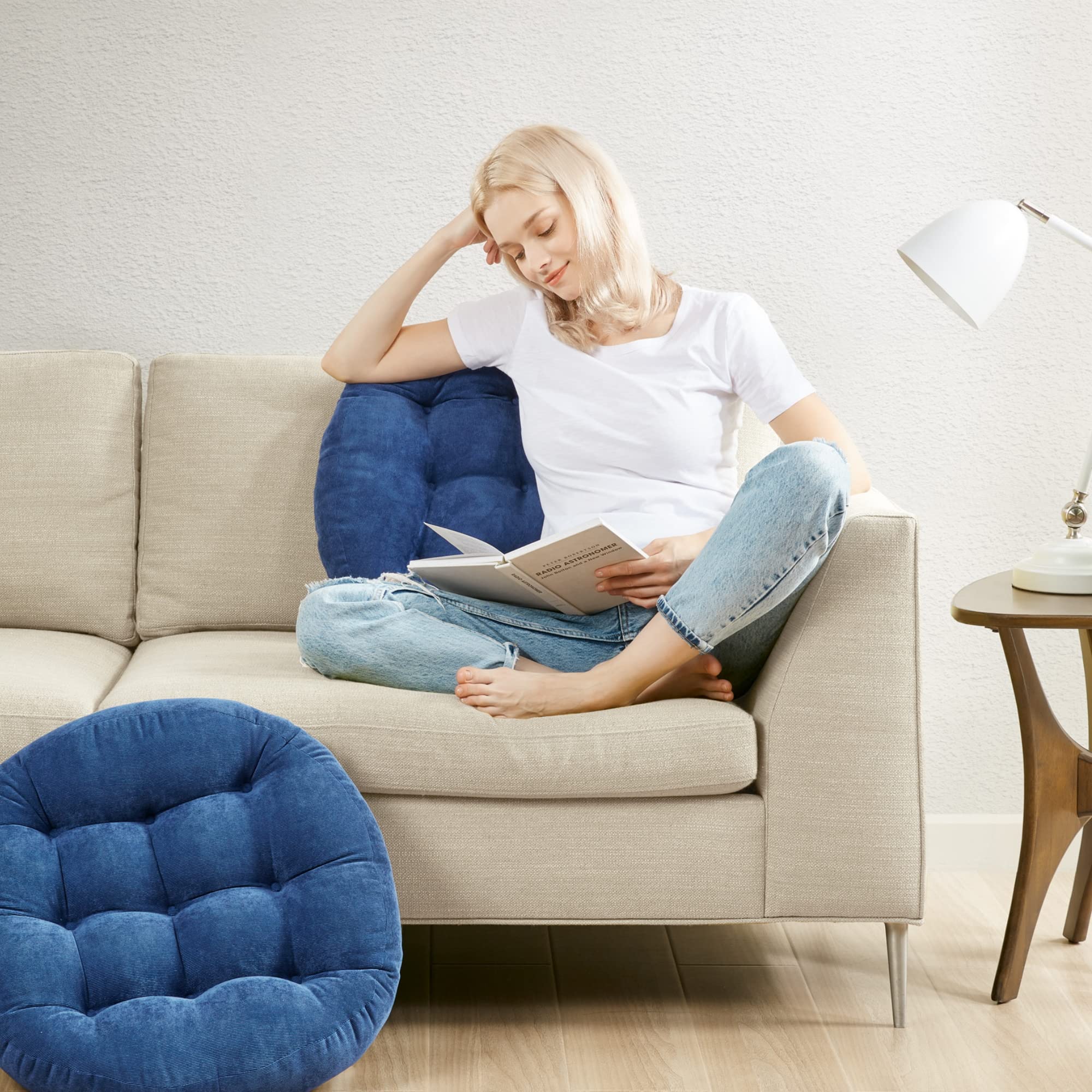 Square Large Pillows Seating Meditation Floor Pillow, Tufted Corduroy Cushion for Living Room