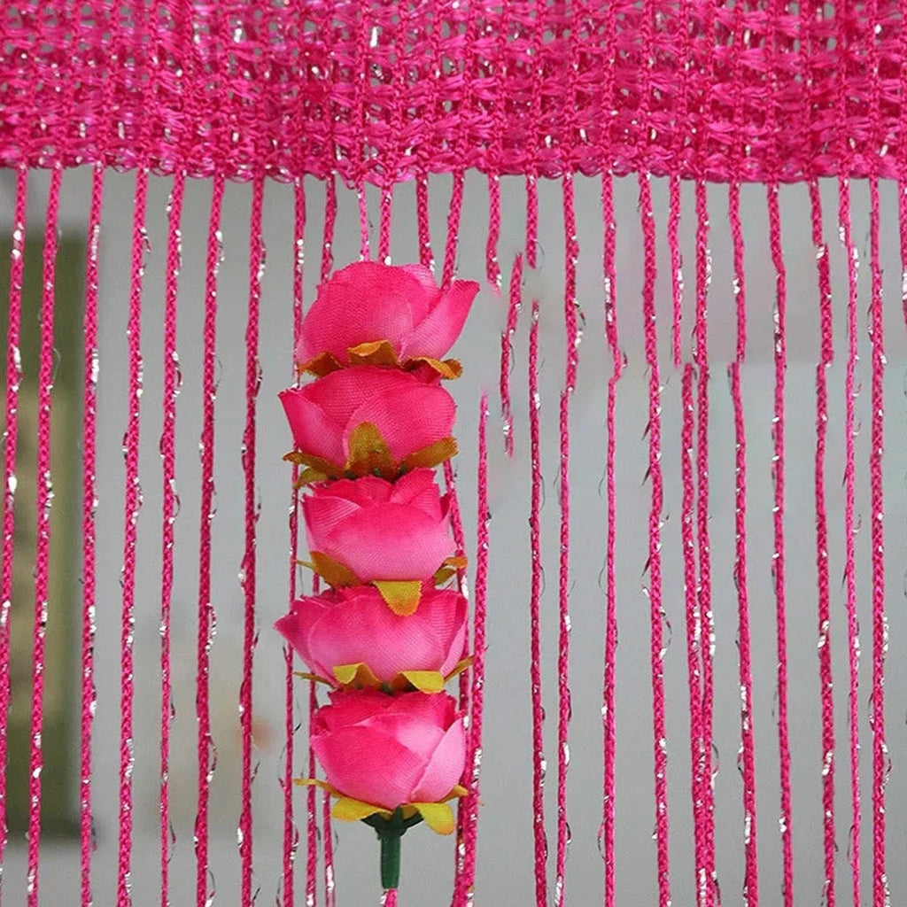New Beaded String Curtain with Roses - 100 x 200cm Fly Screens for Doors, Tassel Fringe