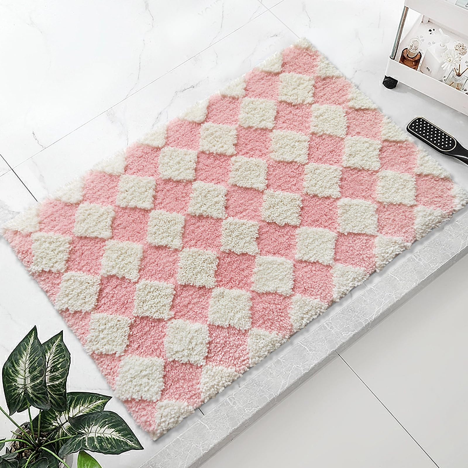 Cute Bath Mat for Bathroom Soft Super Absorbent Non Slip TPR Backing, Quick Drying, Machine Washable Bath