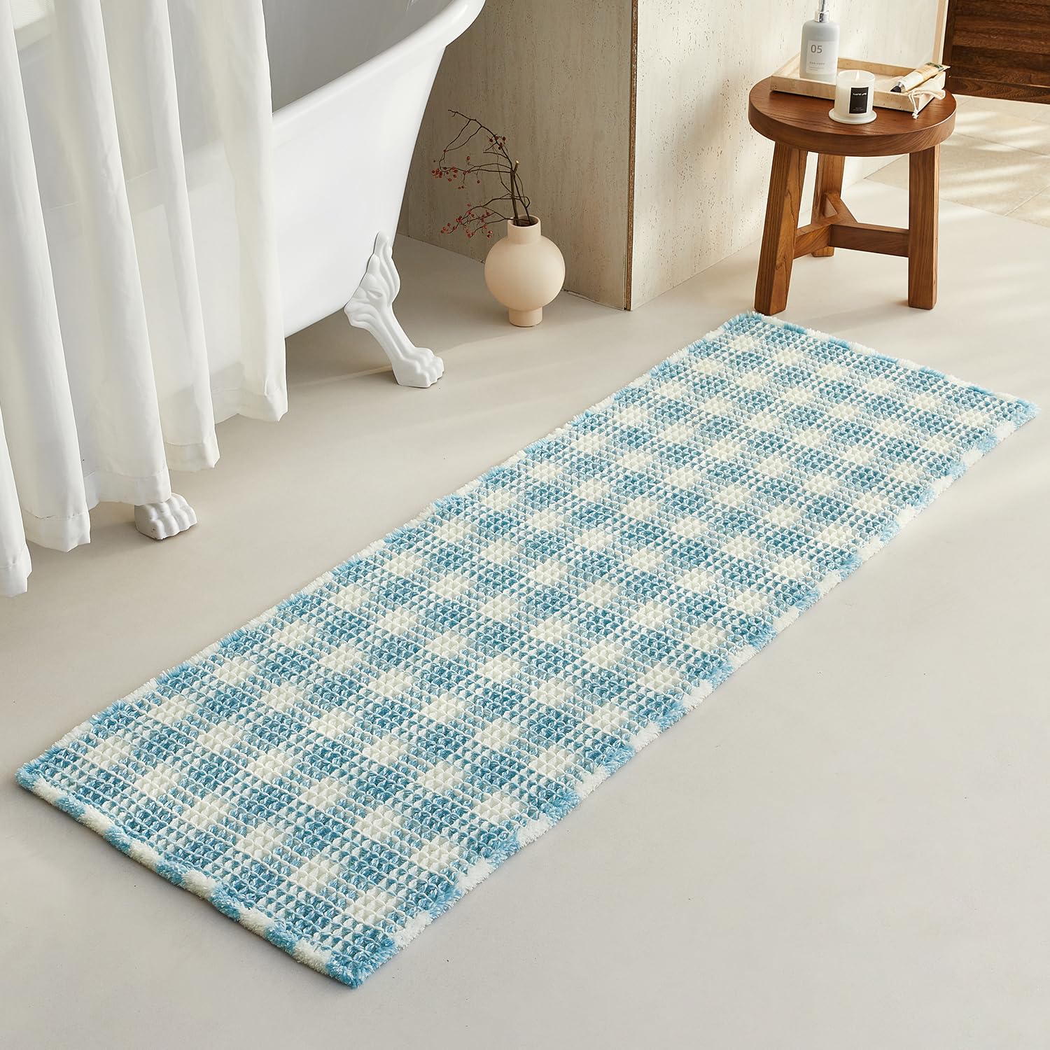 Waffle Bath Mat Non Slip Washable Quick Dry Cute Bath Mat