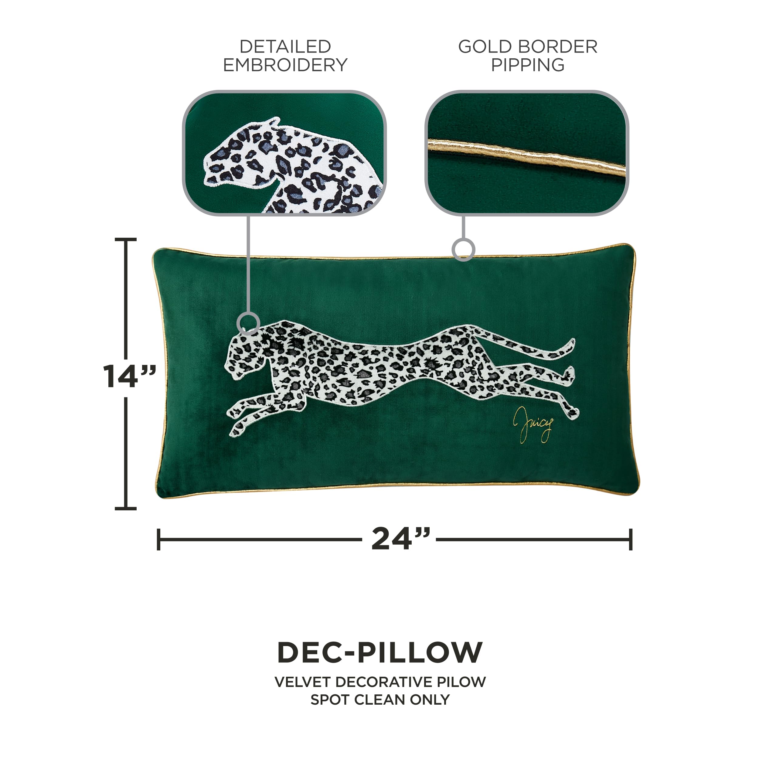 Juicy Couture Rectangle 1-Piece Living Room and Bedroom Décor, Decorative Accent, Premium Reversible Throw Pillow