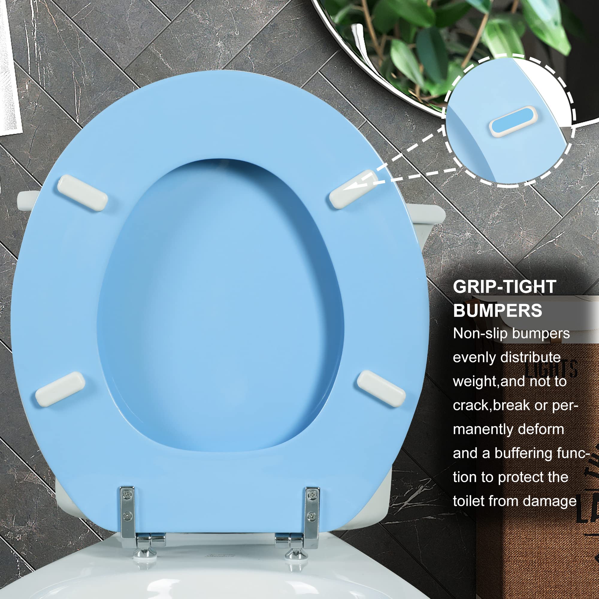 Round Toilet Seat Natural Wood Toilet Seat with Zinc Alloy Hinges, Easy to Install also Easy to Clean, Scratch Resistant