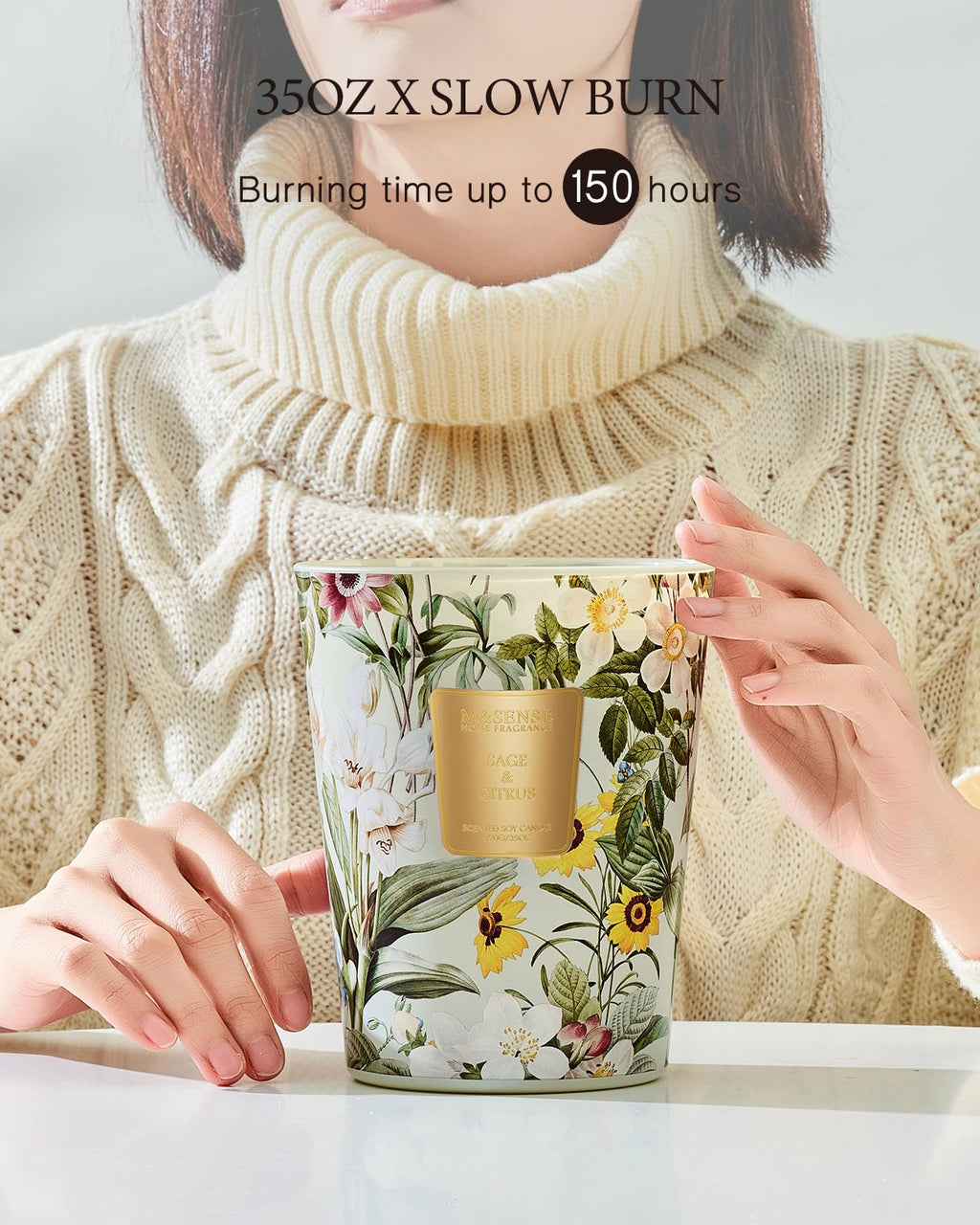 Large Soy Scented Candles, Non Toxic Natural Spring Candles 35oz 150 Hours Long Lasting Slow Burning