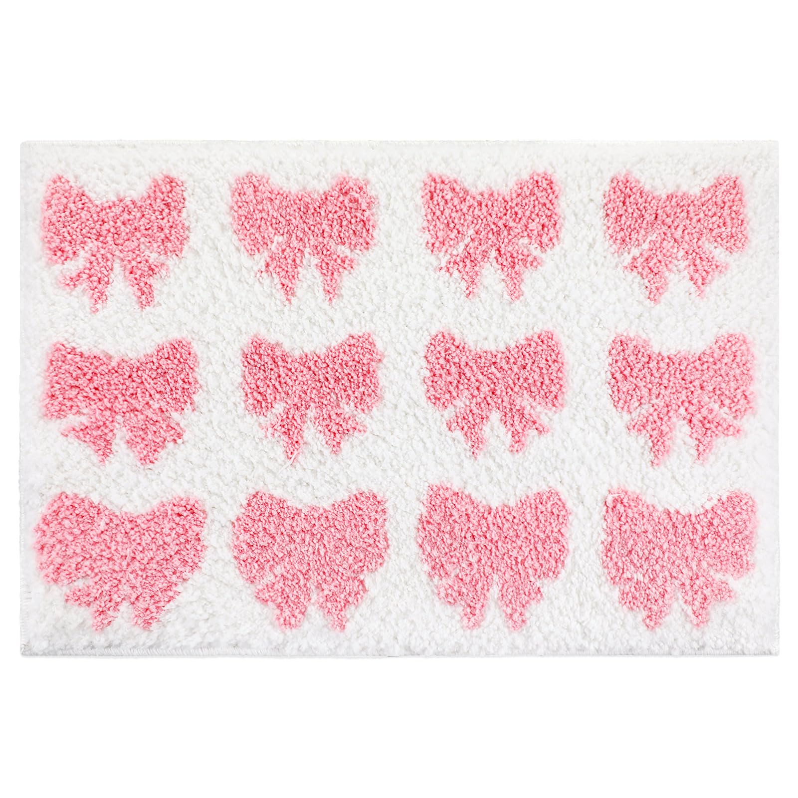 Pink Bow Rug Non Slip Coquette Bathroom Mat Cute Bow Rug 3D Stereoscopic Bow Bath Mat Aesthetic Bath Mat
