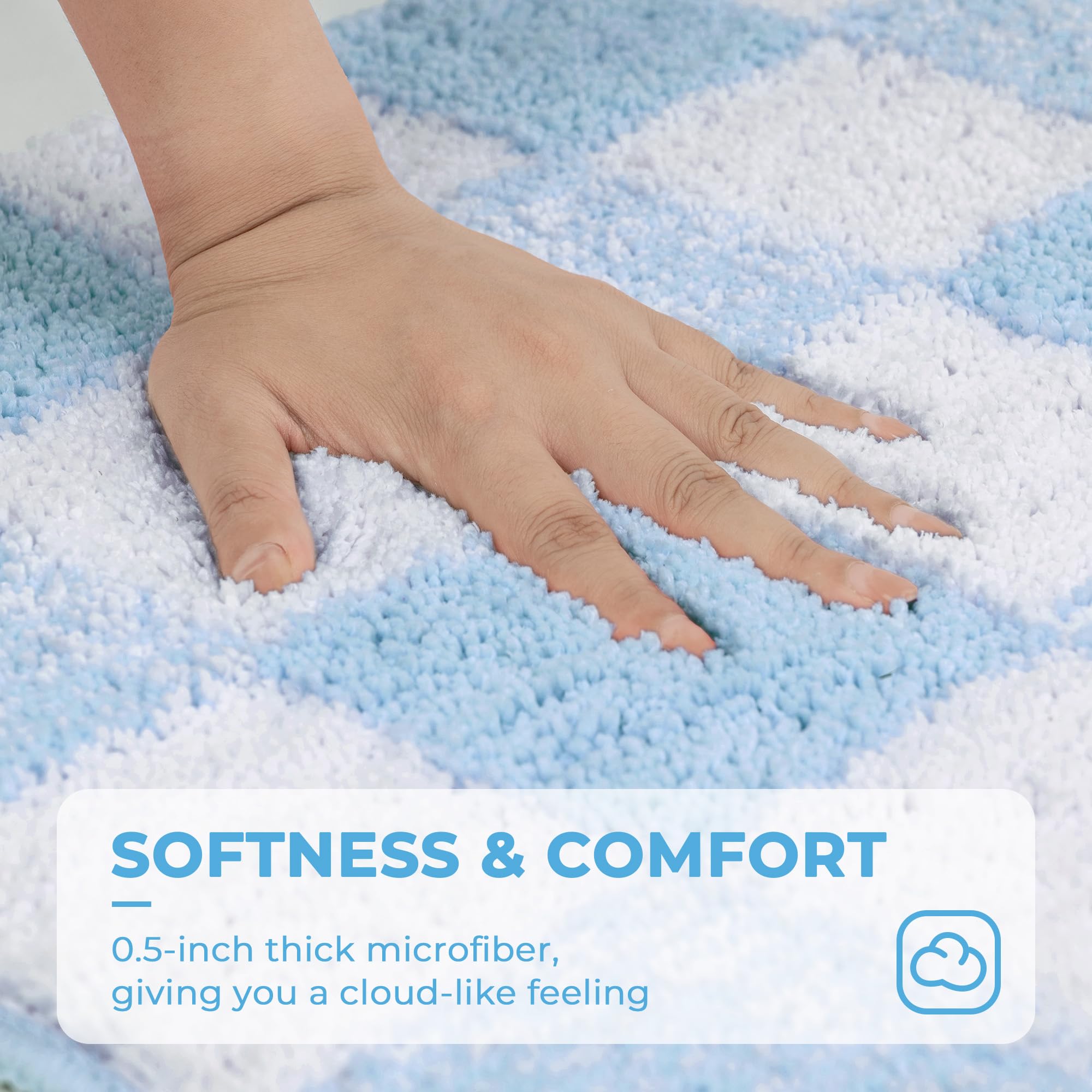 Checkered Bathroom Rugs, Fluffy Rug, Absorbent Microfiber Ultra Soft Bath Mat Washable, Non-Slip Bath Mats for Bathroom, Cute Floor Mat