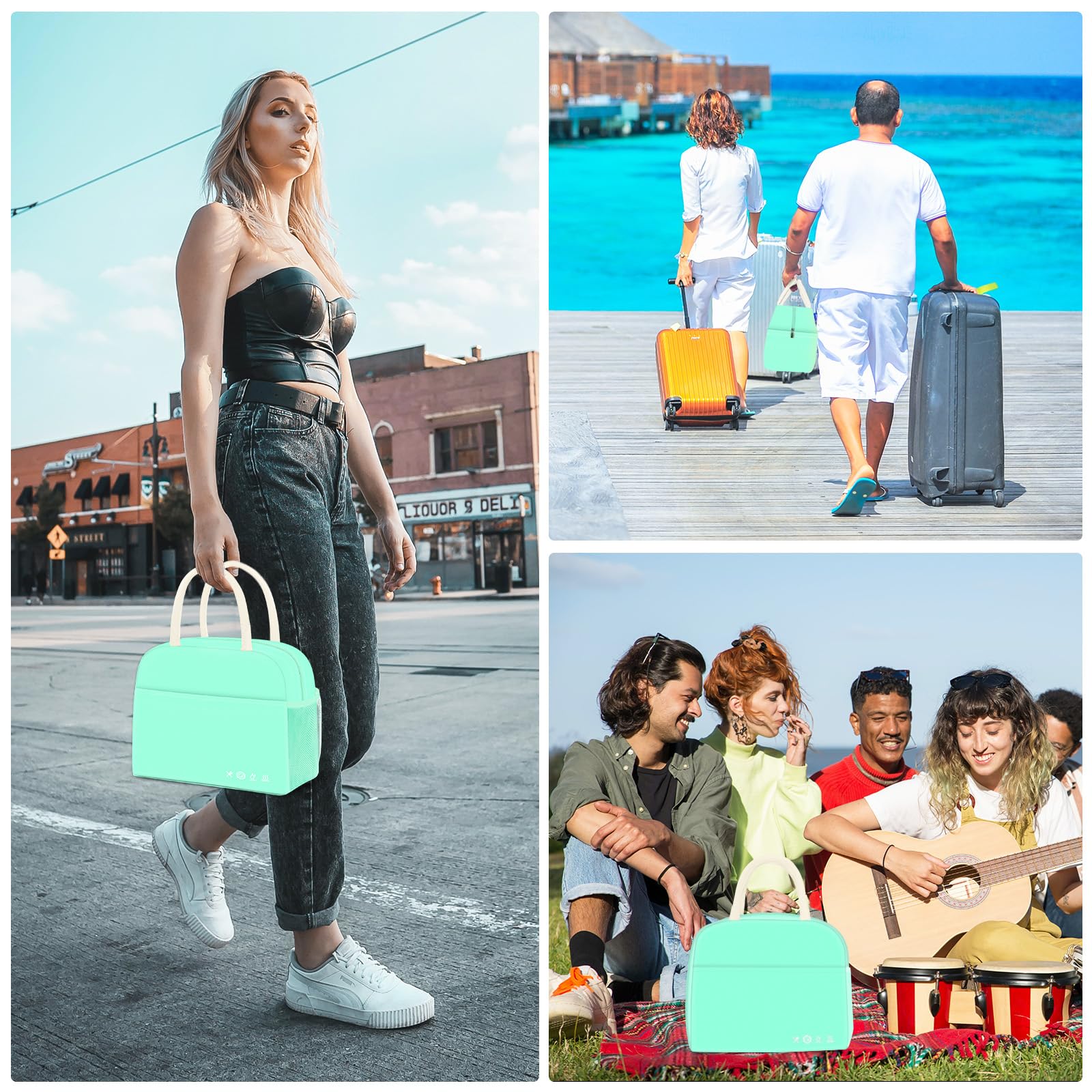 Reusable Insulated Lunch Tote Bag,Leakproof Food Handbags Case High Capacity