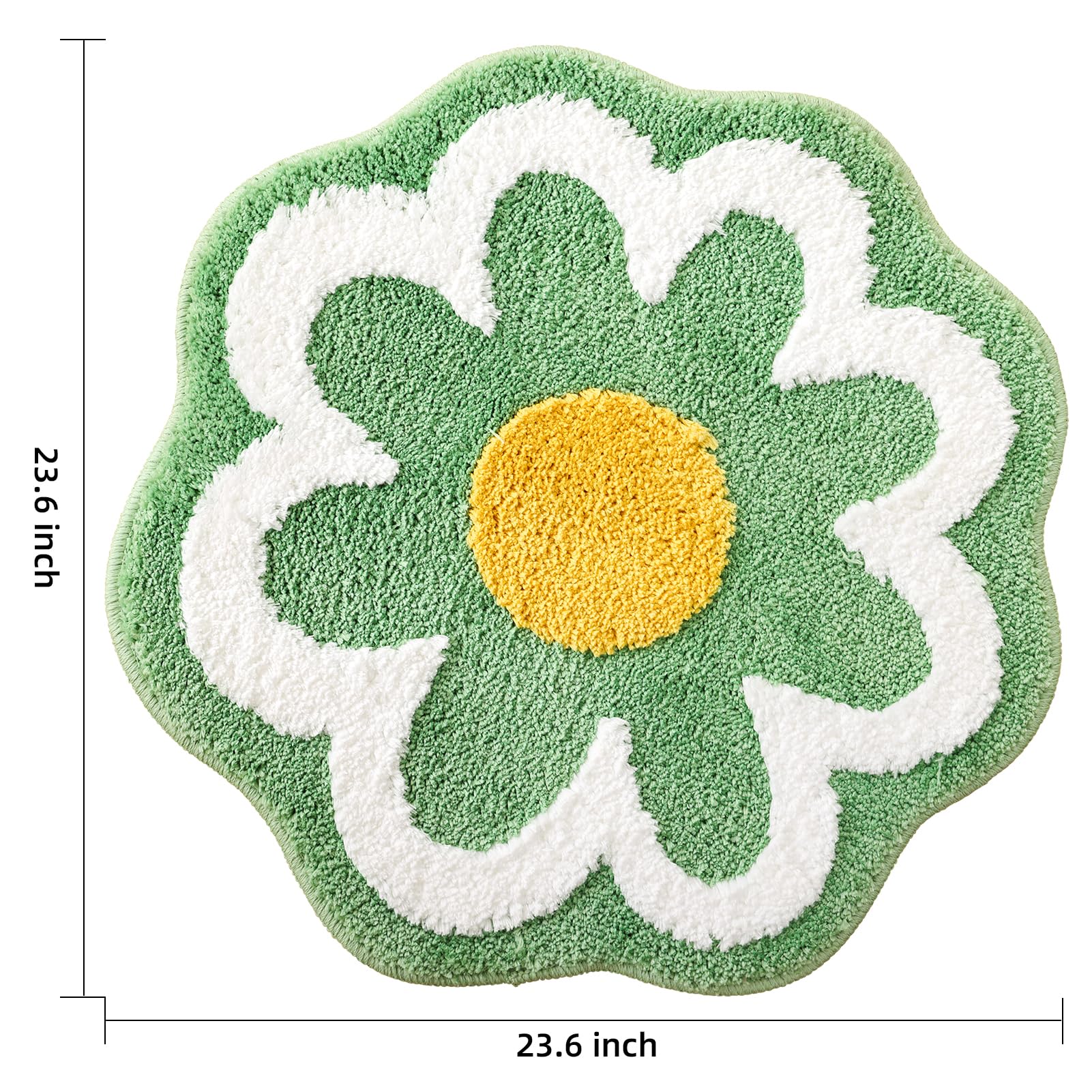 Cute Flower Bath Mat, Machine Washable Bath Rug, Ultra Soft and Fluffy Bathroom Mat, Small Round Non-Slip Water Absorbent Bath Mats for Bathroom Floor, Shower Room and Bathtub
