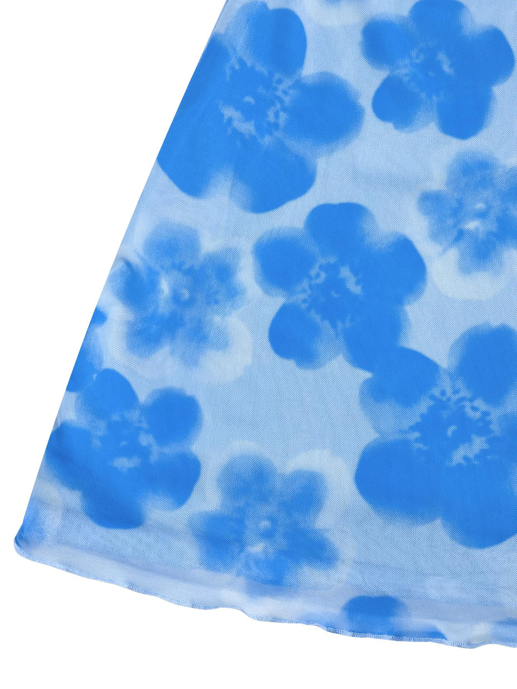 Women's Floral Mesh Mini Cami Dress Sleeveless Scoop Neck Lettuce Trim Bodycon Dress